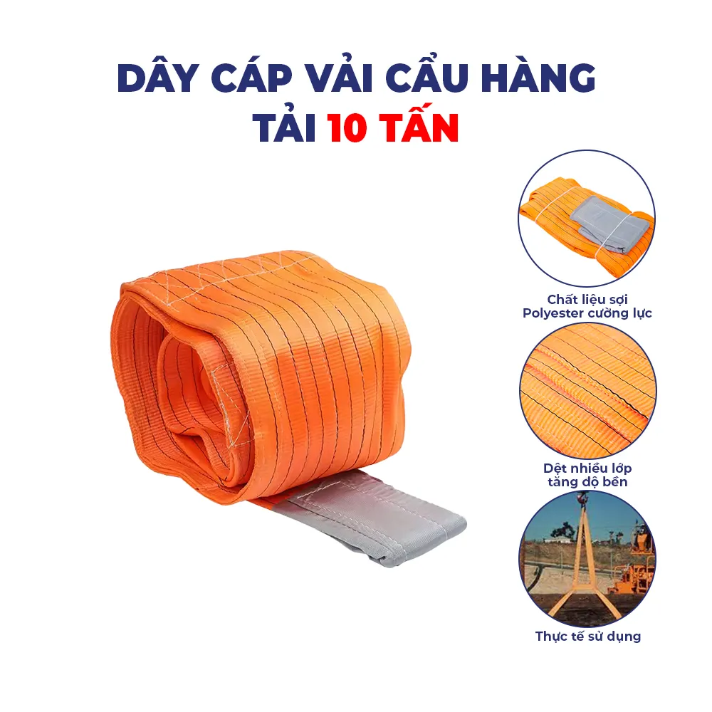 Cáp cẩu vải – Giải pháp nâng hạ an toàn, linh hoạt và hiệu quả cho mọi ngành công nghiệp